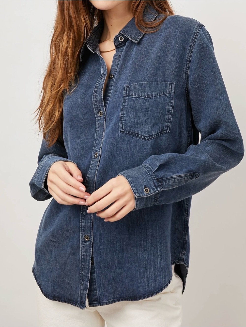 Rails Ingrid Button Down Shirt Dark Vintage Blue size XXS